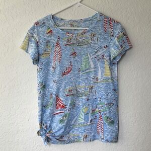 Lilly Pulitzer Top T Shirt Sz XS Preppy Sailboat Coastal Cotton Casual Nautical